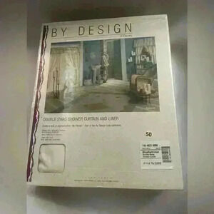 Vtg JC Penney's By Design Color Forum Brushstrokes Double Swag Curtain+Liner NIB